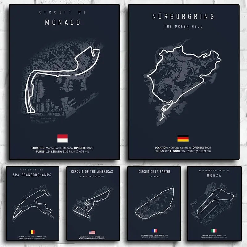 Navy Racetrack Canvas Poster