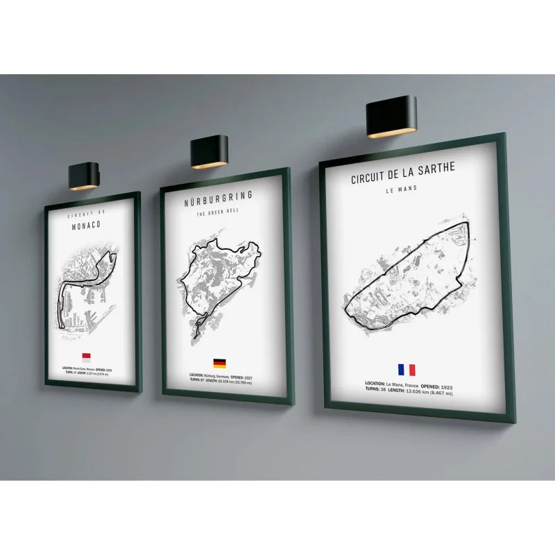 Black & White Racetrack Canvas Poster