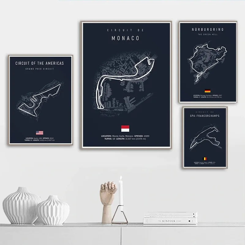 Navy Racetrack Canvas Poster
