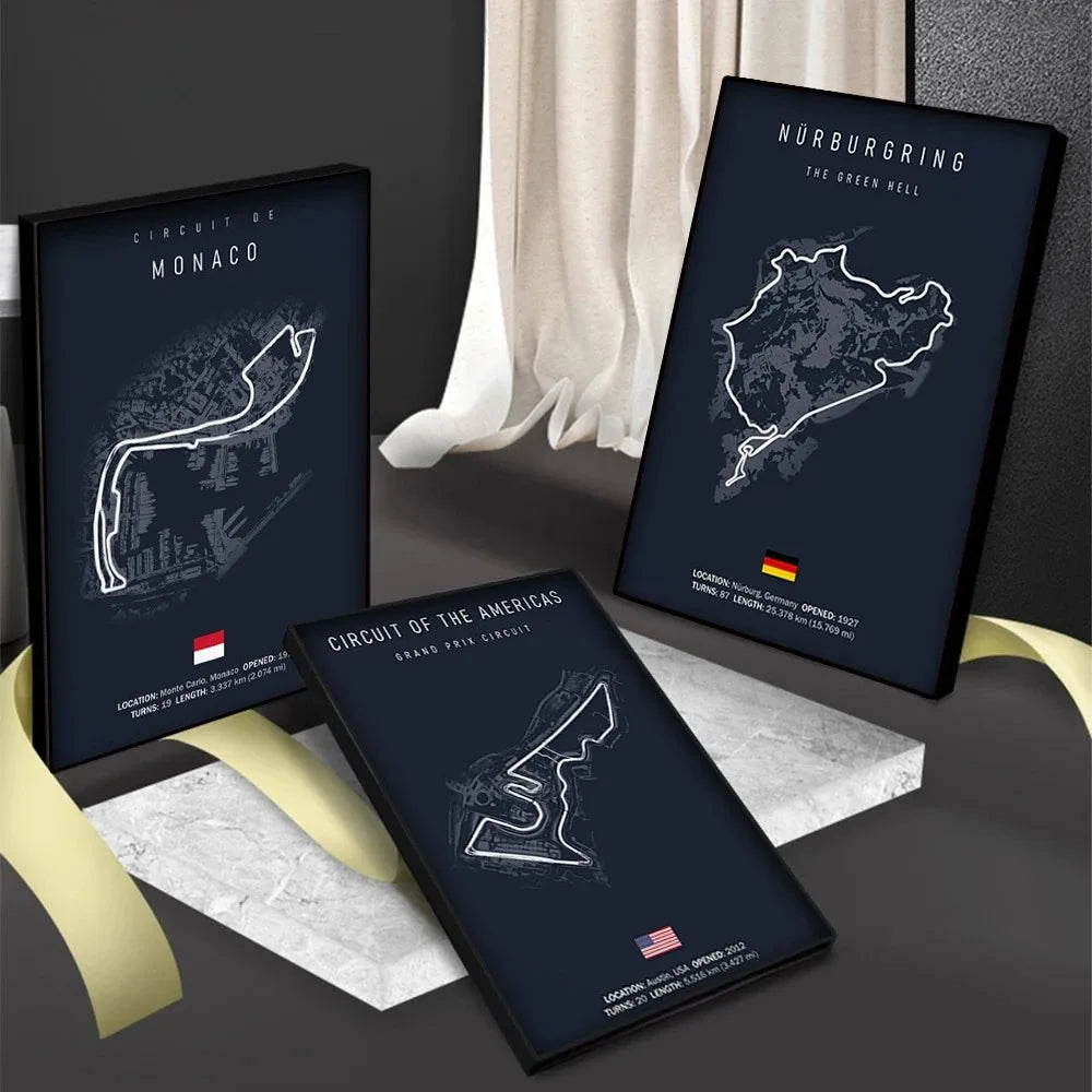 Navy Racetrack Canvas Poster